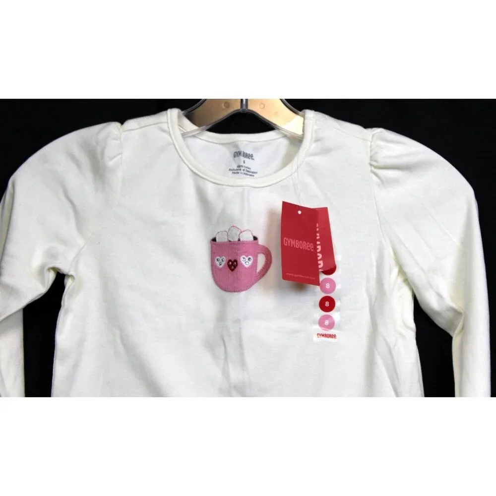 NWT 2008 Gymboree Winter Snowflake T-Shirt Mug Cocoa Hearts Long sleeve sz 7